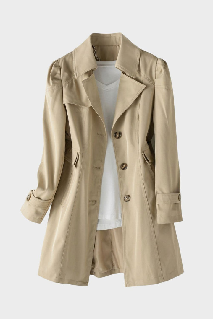 Trenchcoat Damen Mantel mit Reverskragen und Knopfleiste