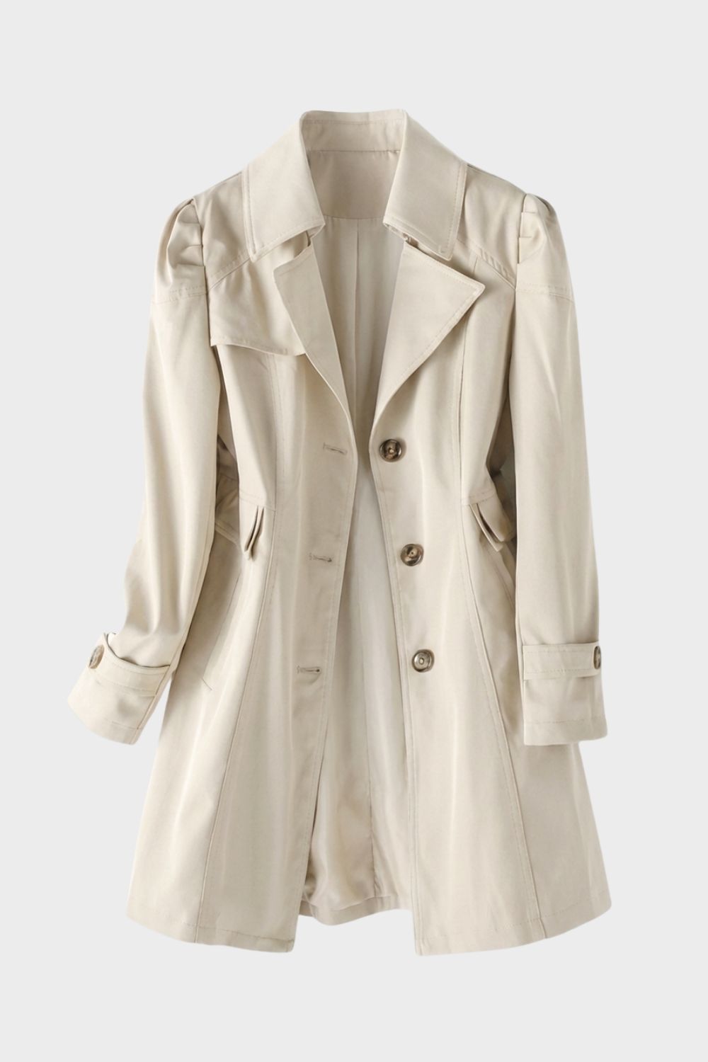Trenchcoat Damen Mantel mit Reverskragen und Knopfleiste
