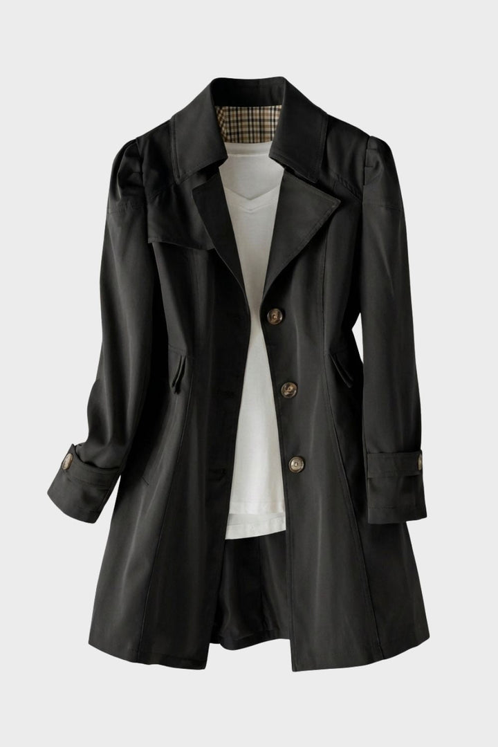 Trenchcoat Damen Mantel mit Reverskragen und Knopfleiste