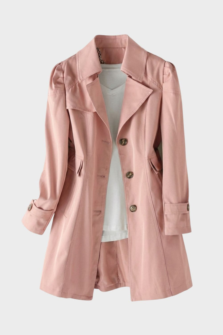 Trenchcoat Damen Mantel mit Reverskragen und Knopfleiste